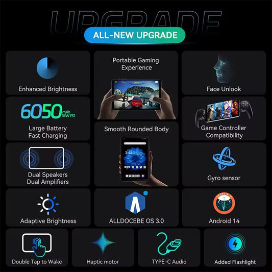 ALLDOCUBE iPlay60 Mini Pro Tablet 8.4" Display Helio G99 16GB(8GB+8GB Virtual)RAM 128/256GB ROM 4G LTE 6050mAh Android 14.