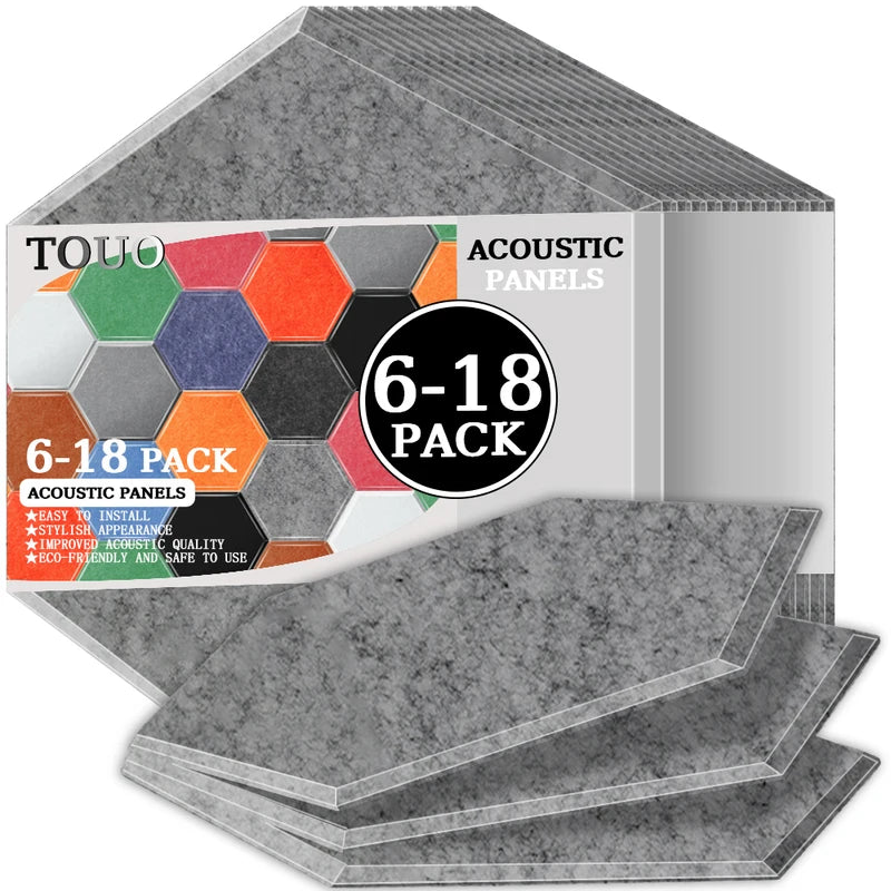 TOUO Acoustic Panels 6-18pc Noise Treatment Insulation Soundproofing Home Studio High Density Soundproof Wall Decor Bedroom
