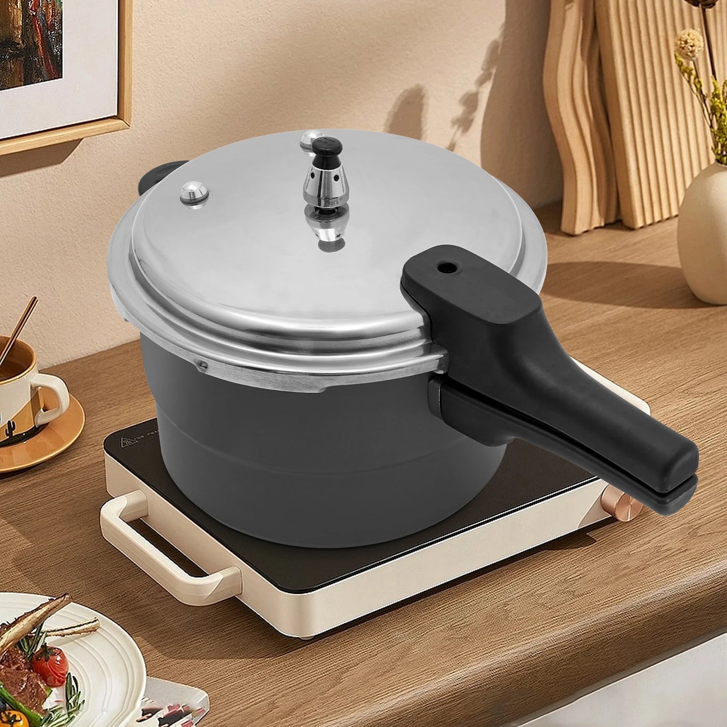 7L 24CM 80Kpa Ultra Wear-Resistant Medium Ratio Double Bottom Pressure Cooker Aluminum Alloy Pressure Cooker For Cooking Stewing.