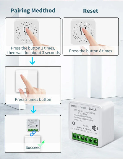 Tuya Smart WiFi Schalter Für LED Beleuchtung 1/2/3 Gang RF433MHz Drahtlose Panel Schalter Smart Leben APP Alexa google Home Voice Control.