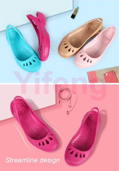 Certified Satihu Summer New Lightweight Anti Slip Hole Shoes  Clog For Women's Flat Bottom Sandals Nurse Outdoor Beach Jelly.