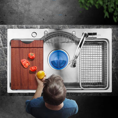 Japanese 3D Flat Large Single Slot Little millet grain Nano 304 Stainless Steel Kitchen Sink Wash Basin Dish Basin for Household