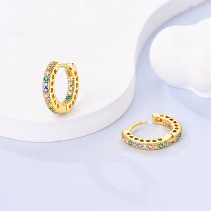 Yellow Gold Starlight Hoop Earrings For Girl Sparkling Classic Snakebone Multi-loop Earrings Star Moon 925 Silver Women Earring