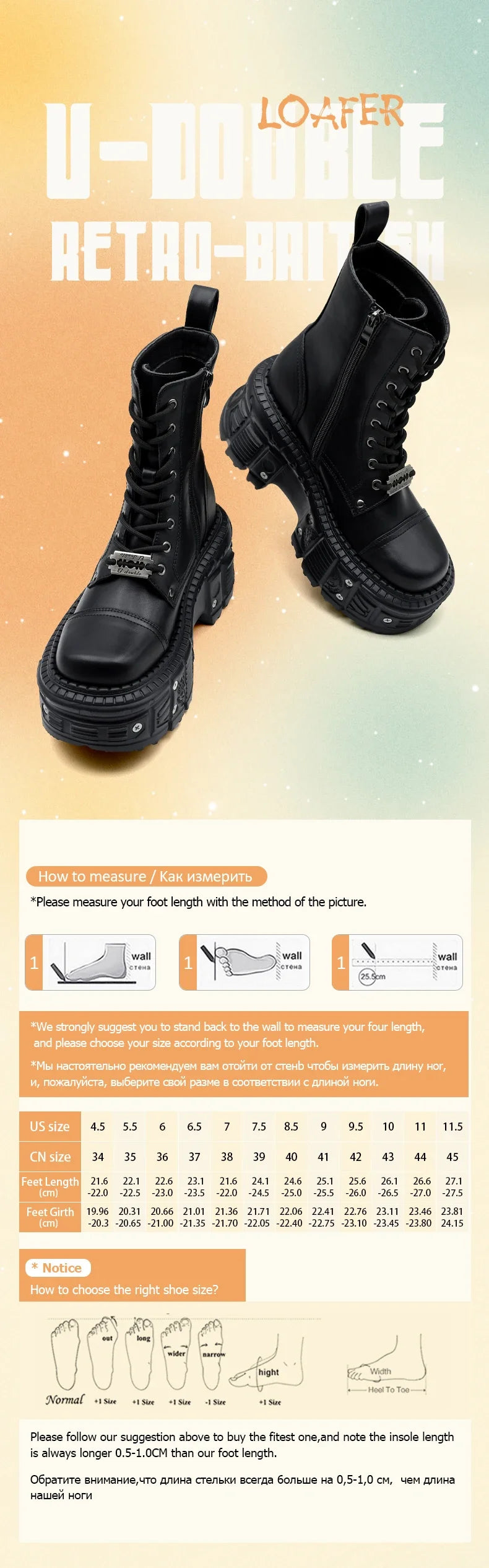 2025 New Punk Women Platform Ankle Boots Female's Rock Round Toe Lace Up Fashion Retro Chunky Shoes Metal Decor Short Boots.