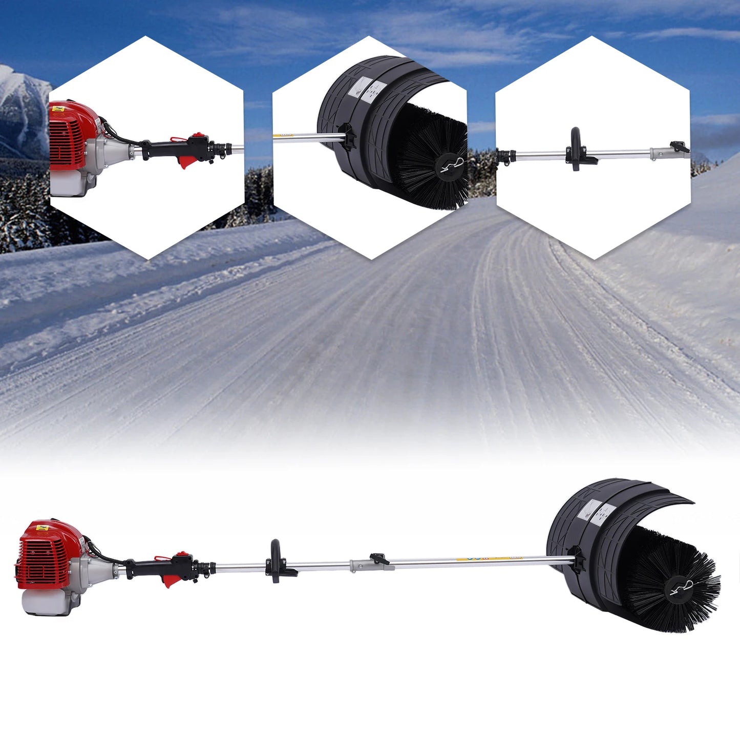 2,3 PS 52 CC Gas Power Walk Behind Sweeper, handgehaltene Schneekehrmaschine für Einfahrt, Rasen, Kunstrasen