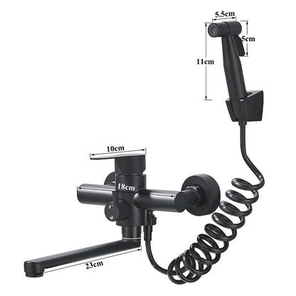 Kitchen Faucets Stainless Steel Wall Mounted Multifunctional Bathroom Basin Faucet Hot Cold  Water Mixer Taps With Spray Gun