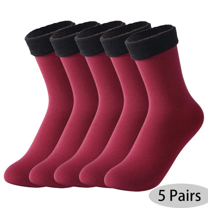 MuqiNush 5Pairs Women Winter Warm Socks Thicken Short Thermal Cashmere Snow Velvet Boots Home Floor For Outdoor Cyling Skiing.