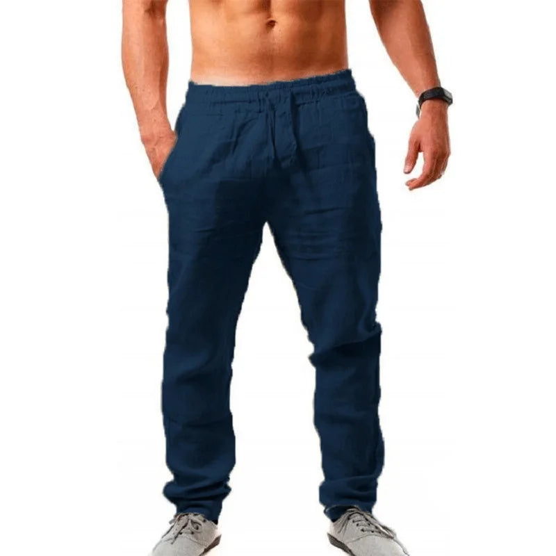 Korean Summer Men's Cotton Pants New Breathable Solid Color Comfortable Pants Fitness Yoga Jogging Sweatpants Streetwear.