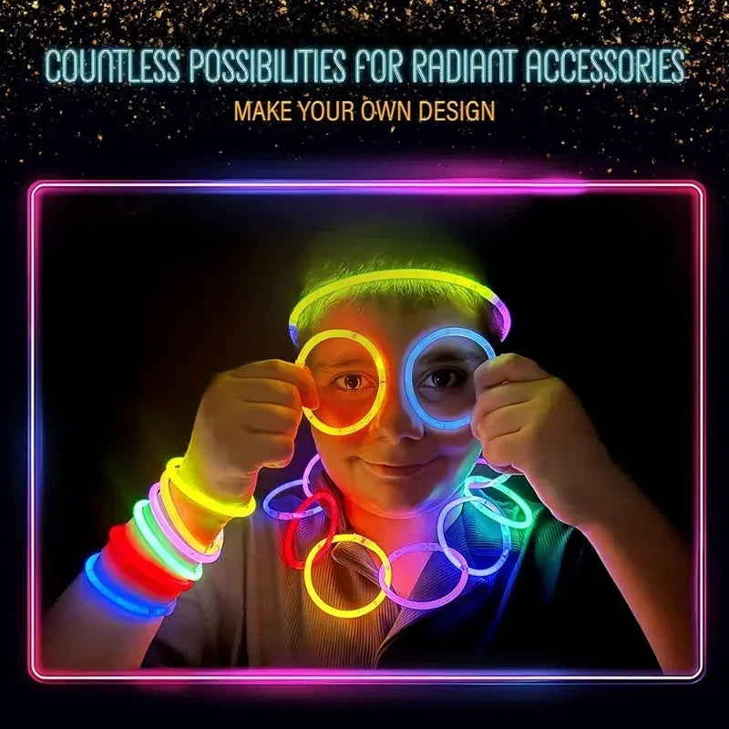 10/100 Stück Fluoreszenzstäbe, Party, mehrfarbig, leuchtender Stab, helles buntes Licht, biegsames Leuchtarmband, chemische Fluoreszenz.