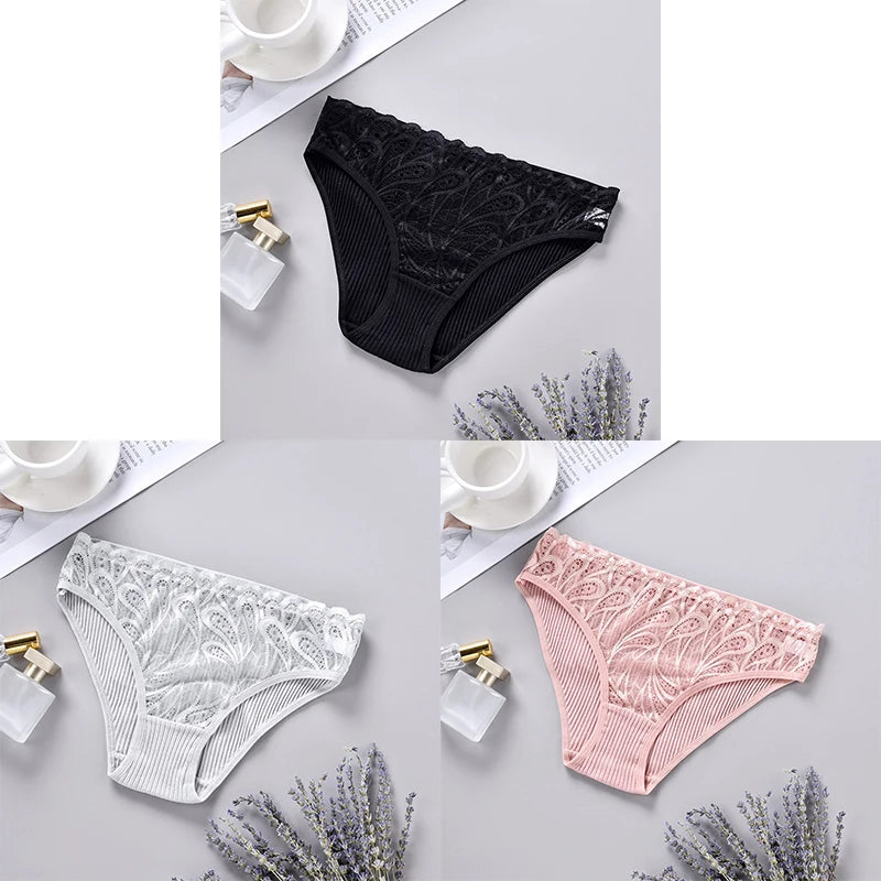 3PCS Cotton Solid Color Women's Panties Breathable Skin-friendly Women's Underwear Home Comfortable Soft Sexy Ladies' Lingerie.