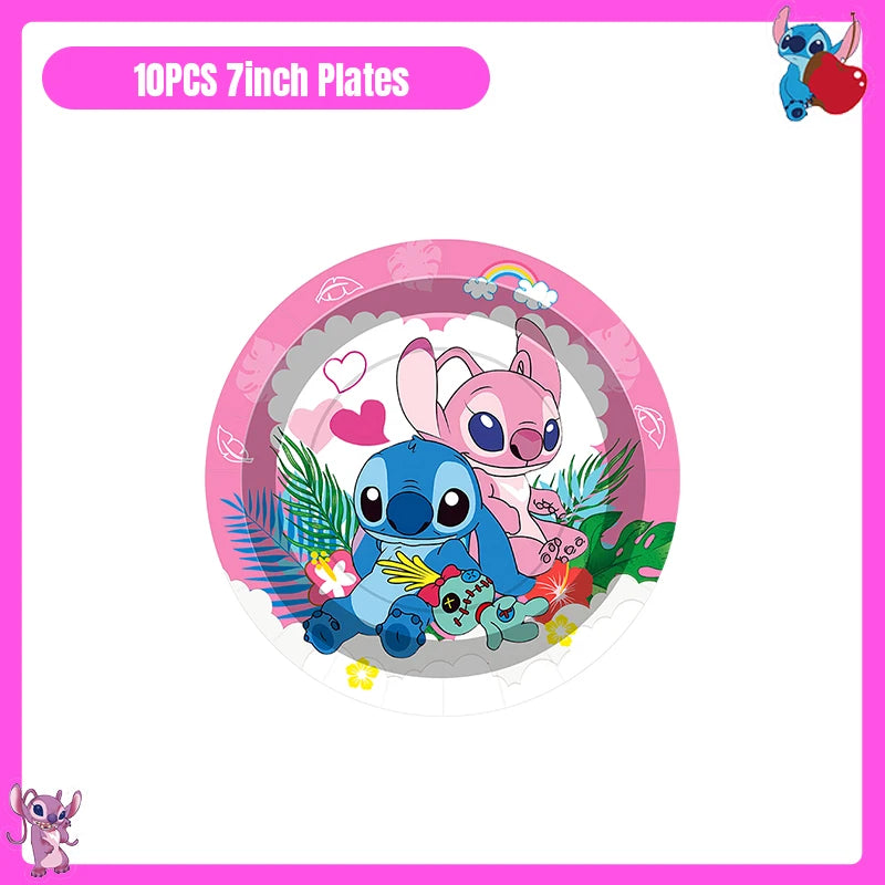 Disney Lilo und Stitch Party Dekoration Geschirr rosa Stitch alles Gute zum Geburtstag Party Thema liefert Ballon Hintergrund Tasse Teller