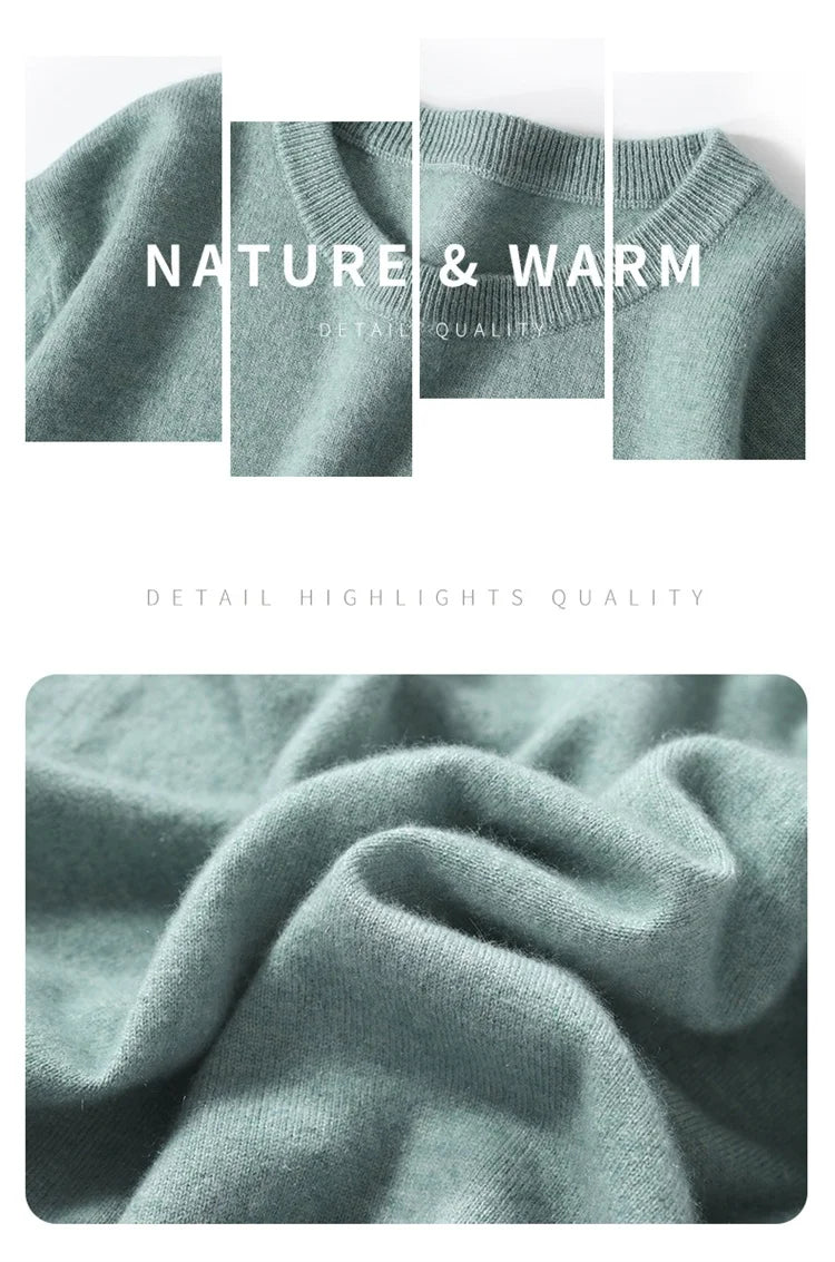 2025 100% Pure Merino Wool Men's Round Neck Pullover Solid Color Plus Size Casual Sweater Autumn And Winter Sports Cashmere Top