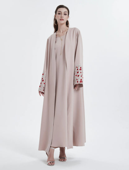 Ramadan islamic clothing kebaya Middle East Muslim women's Abaya solid color cuff love  embroidery  cardigan.