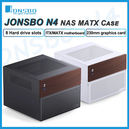 JONSBO N4 NAS Mini Case ITX/M-ATX Motherboard SFX Power 6 Large and 2 Small Hard Disk Bit Home Office Server PC Chassis.