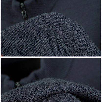 High Quality Velvet Thickening Sweater Bottoming Shirt, Men's Half Zip Pullover, Casual Loose New Warm T-shirt, Knitwear.