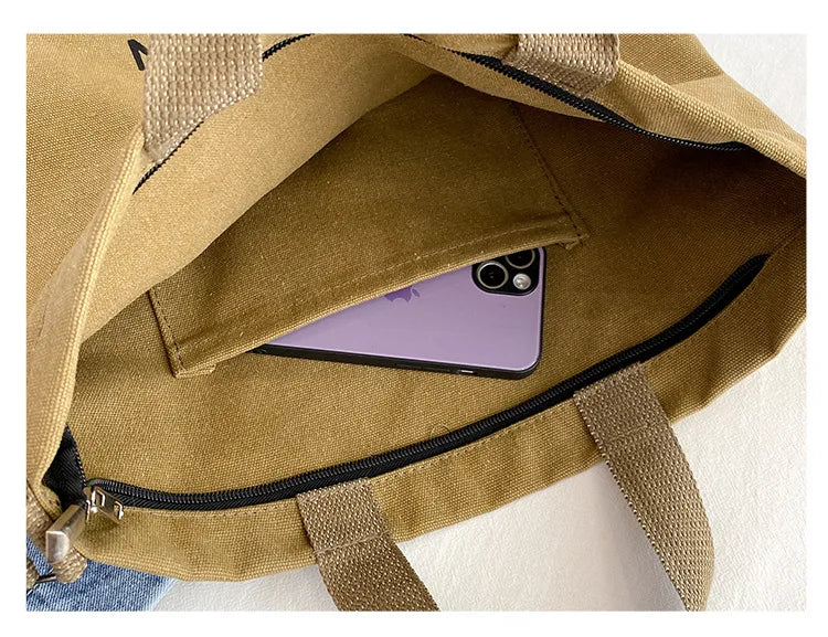 Japanese Canvas Men's and Women's Simple Cross-body Bag Wash Canvas Thick Handbag Large Capacity Arts Students Package Satchel.