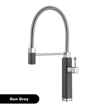 Modern red brass kitchen faucet with single handle and single hole ceramic valve core, hot and cold water pull-out sink Mixer