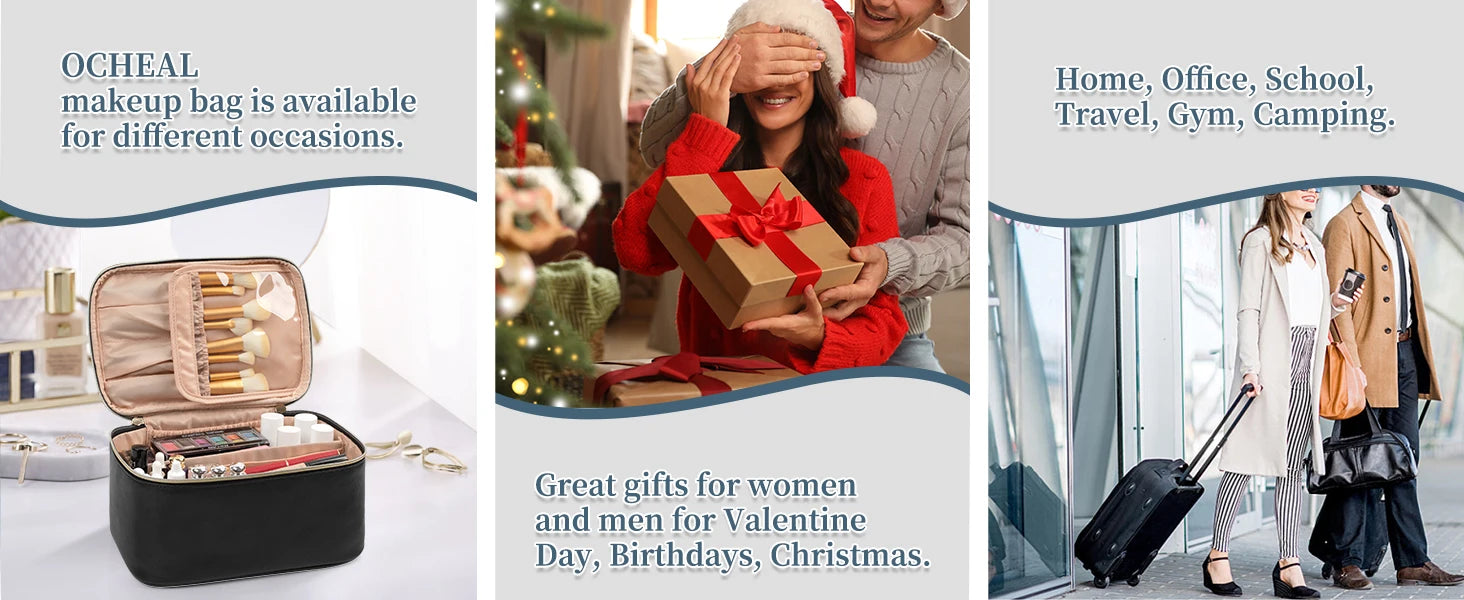 Makeup Bag Portable Cosmetic Bag Large Capacity Travel Makeup Case Organizer Black For Women Toiletry Bag for Girls Traveling.