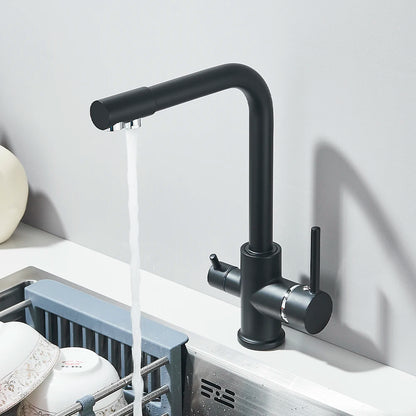 Balck Kitchen Filtered Faucet Brass Purifier Faucet Dual Sprayer Drinking Water Beige with Dot Vessel Sink Mixer Tap Torneira