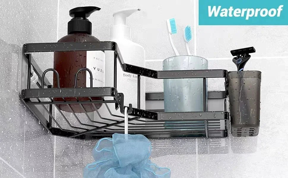 An der Wand montierter Badezimmerregal-Organizer mit verdicktem Eisen-Dreiecksrahmen, Küchen-Eckregal