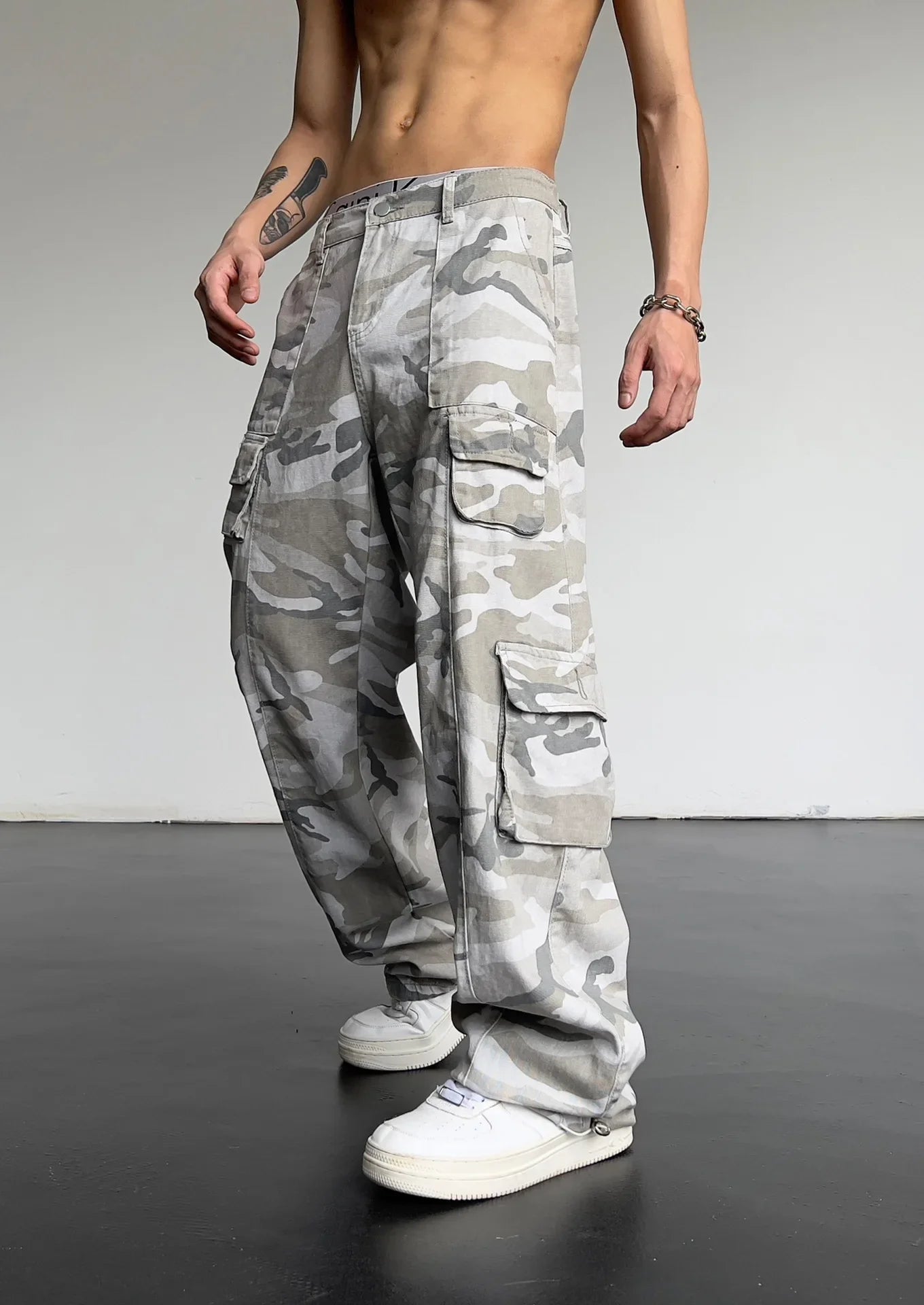 Vintage Amerikanischen Stil Camouflage Hosen männer Lose Gerade Bein Cargo Hosen Casual Hosen Hip Hop Streetwear Waschen.