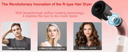 Hair dryer, 1400W high power, quick drying, lightweight body, low noise, comes with multiple types of air nozzles..