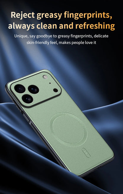 For Iphone 17 Pro Case Magnetic Leather Shield Cover For Iphone 17 Pro Anti-Fingerprint Non-Slip PC+TPU.