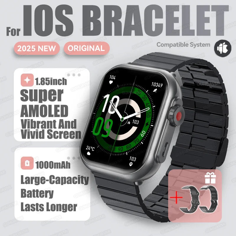 2025New For XIAOMI IOS Watch Ultra2 Smart Watches Women 1000mAh 1.85" AMOLED Full Touch Screen BT Call Ladies Fashion Smartwatch