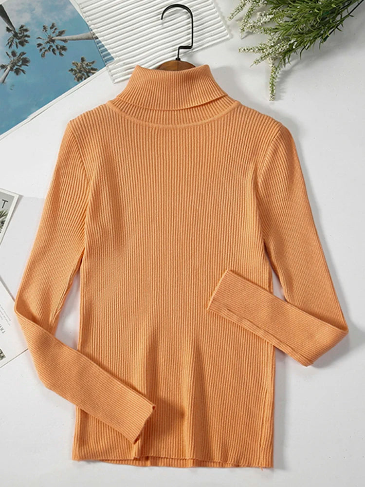 JMPRS Rollkragenpullover Frauen Mode Einfache Winter Pullover Jumper Hohe Elastische Gestrickte Herbst Weibliche Grundlegende Tops Casual Bluse