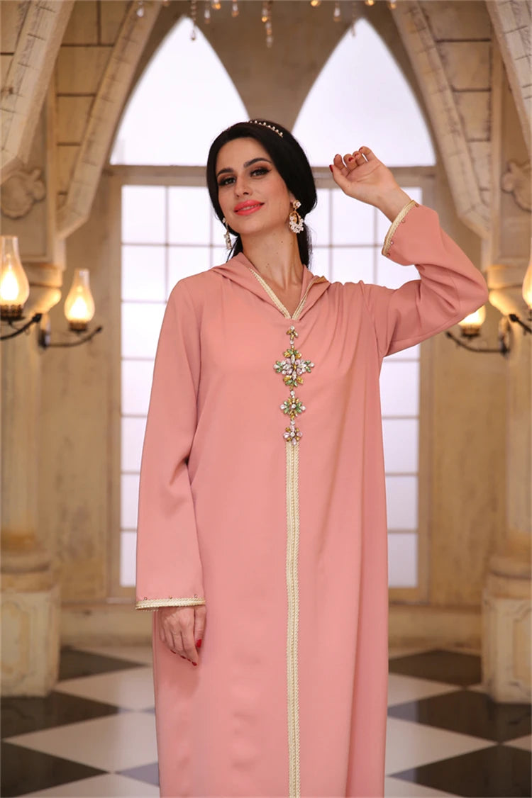 Ramadan Pink Abaya Damen Dubai Arabic Islam Prayer Clothes Muslim African Dresses For Women Kebaya Kaftan Robe Musulmane Femme.