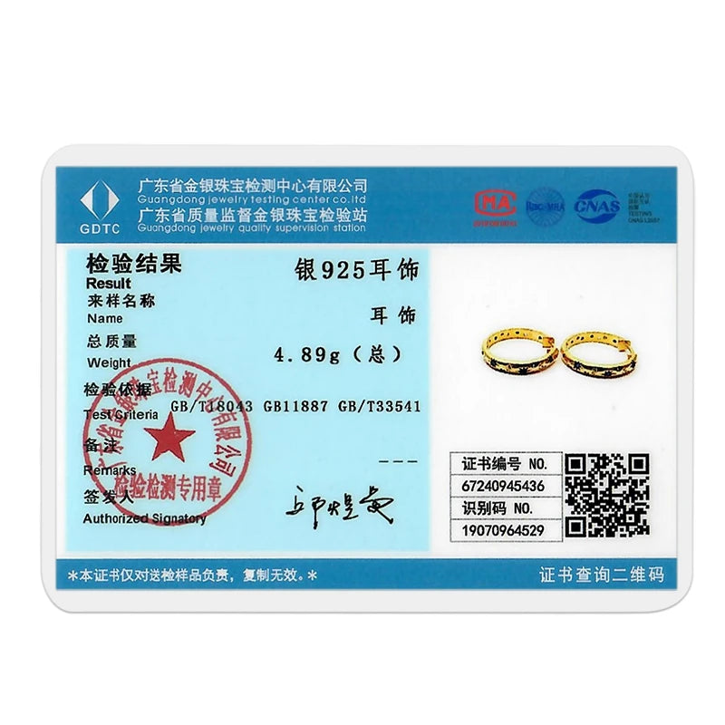 925 Sterling Silver Gold Color Circular Hoop Earrings Golden Earring Fit Original Charms Diy Fine Jewelry For Fashion Women.