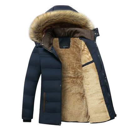 Winter Men's Cotton Jacket with Fleece for Middle-aged and Elderly People Warm Coat, Windproof Winter Coat Parka Coat.