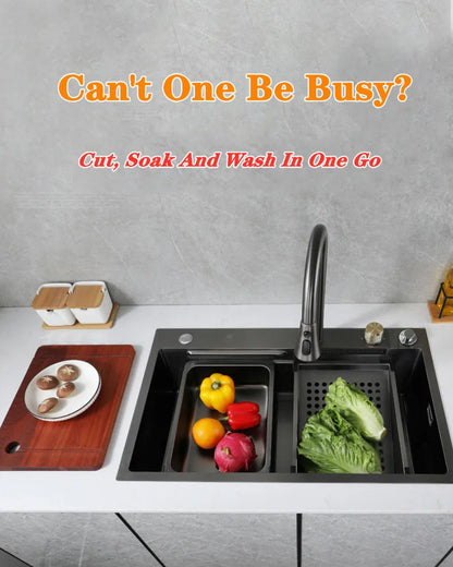 Wasserfall-Küchenspüle aus Edelstahl 304, Zughahn, Einzelschlitz, Hochdruckbecher, Waschmaschine, Café, Weinbar, Waschbecken