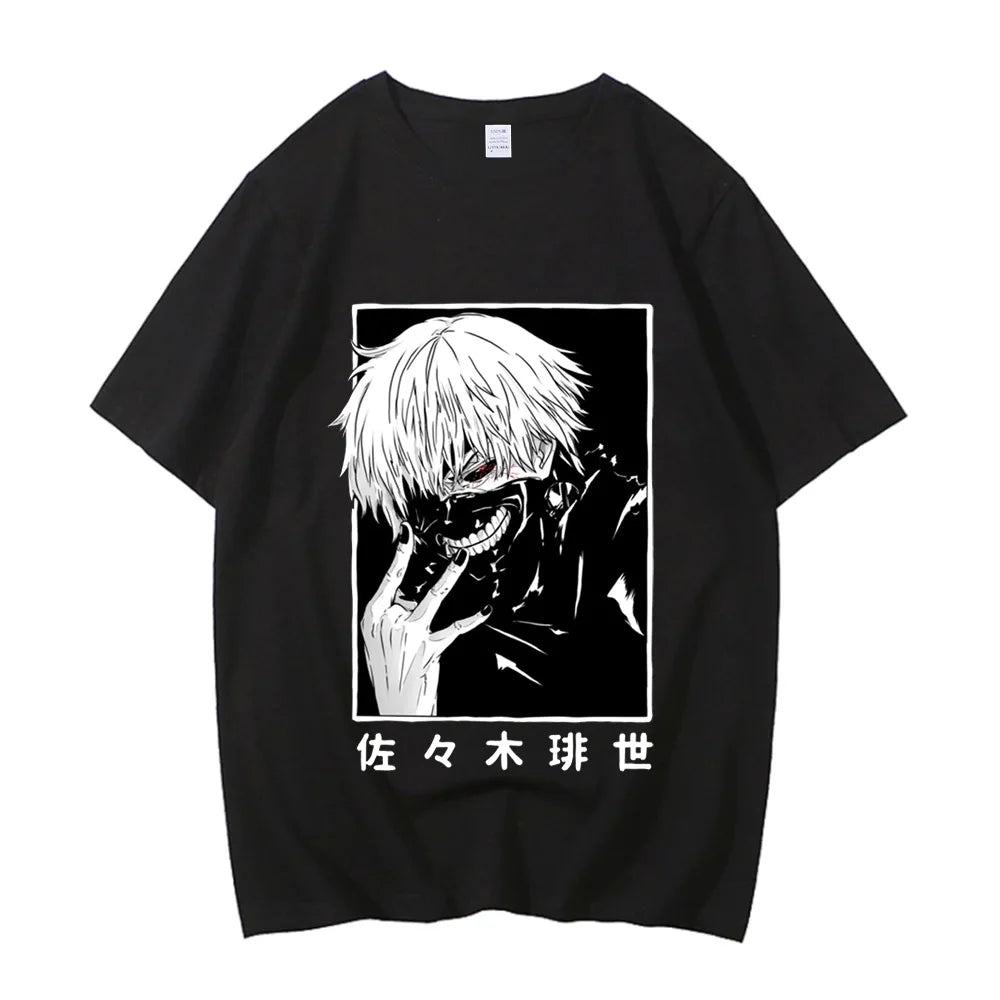 Tokyo Ghoul T Shirt Ken Kaneki TShirt Japanaise Manga Anime T-shirt Y2k Clothes High Quality Cotton Streetwear Male.