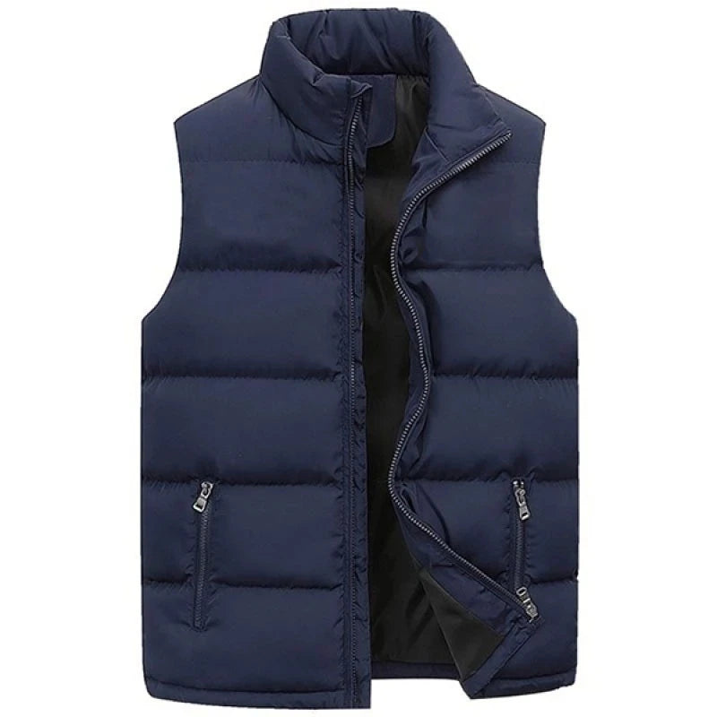 Mens Vest Jacket Warm Sleeveless Jackets Winter Waterproof Zipper Coat Autumn Stand-up Collar Casual Waistcoat Brand Clothing.
