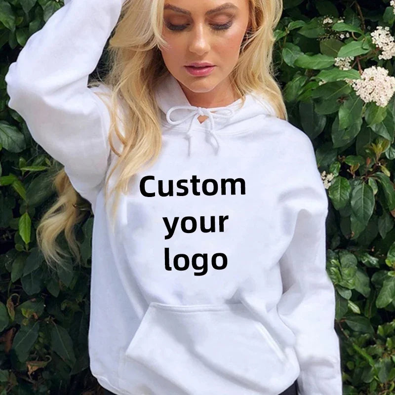 Customized hooded shirt for men and women, featuring photos and logos of your design. High end gifts in EU sizes.