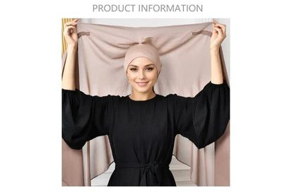 Chiffon Instant Hijab With Bulit-in Magnets Muslim Woman Hijab Solid Color Easy To Wear Shawl Wrap With Undercap Famme Headscarf.