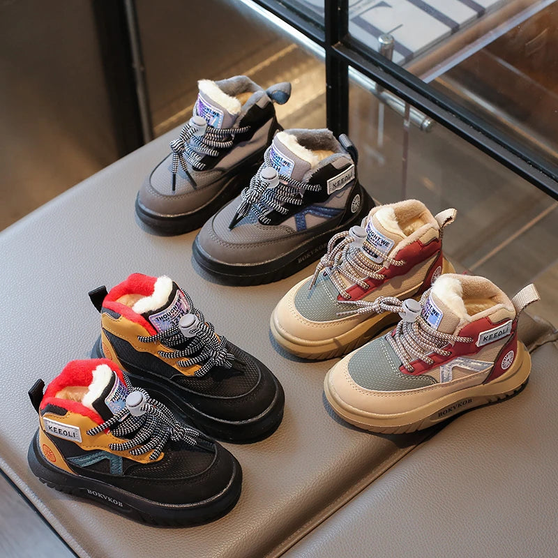 2024 Winter New Children Casual Shoes for Girls Boys Fashion Korean Style Soft Bottom Anti-slippery Versatile Chic Ankle Shoes.