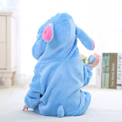 Blau Anime Baby Strampler Junge Mädchen Pyjama Neugeborenen Bebe Kleidung Nette Bodys Flanell Warme einteiliges Winter Halloween Outfit.