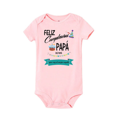 Alles Gute zum Geburtstag, Papa sagt Mama, dass ich das beste Geschenk bin. Baby-Body für Neugeborene, kurzärmeliger Strampler, Papa-Geburtstags-Säuglingsoverall.