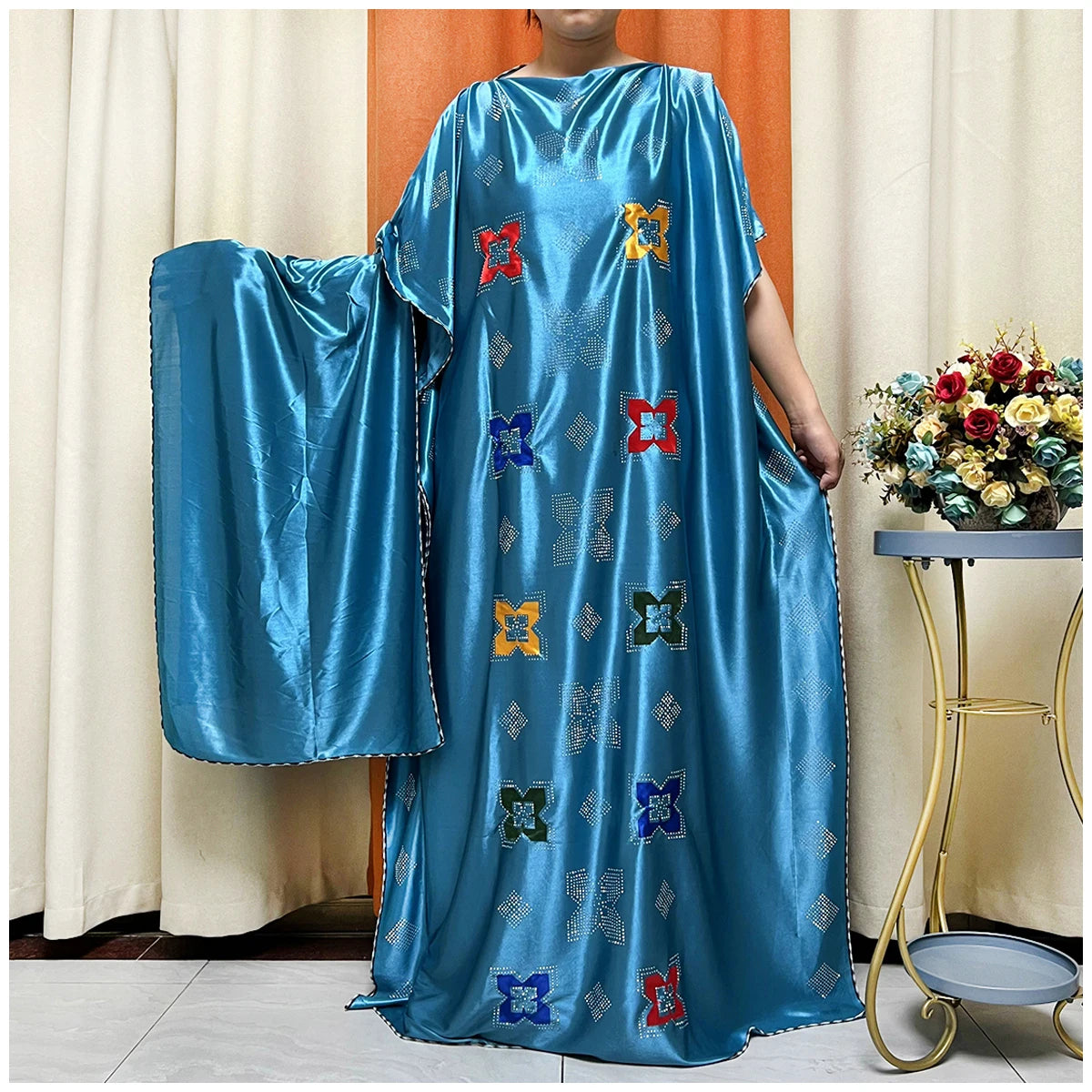 African Abaya For Women Kaftan islamic Clothing With Scarf African Women Dress Inlaid Mubarak Dubai Femme Luxury Muslim Dress.