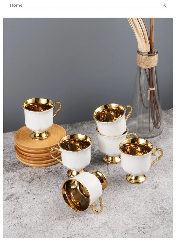 2pcs/set Turkish Coffee Cups Set Of 2 Ceramics Cup Of Coffee Creative Gifts Relief Teacup And Saucer Set Retro 90ml Gobelet.