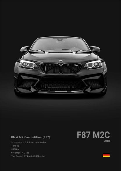 Black Background Sports Cars Poster and Prints F87 M3 M4 G90 E46 Luxury Car Canvas Painting Wall Art Pictures Room Office.