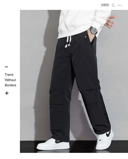 2025 Men's New, Lace-Up Elastic Waist Warm, Tooling, Outdoor Down Pants.