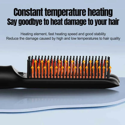 Professional Iron Straight Hair Hot Comb Double Heating Plate Ceramic Fast Heating Straightener Comb Electric Brush Straightener.