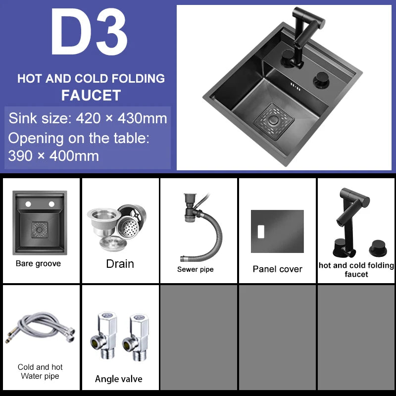 Versteckte Küchen spüle Bar Spüle Kit Klapp hahn Abflussrohr, Drop-In Unterbau Spüle, kleine Edelstahls püle für Workstation RV