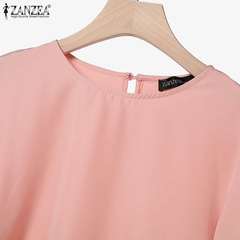 Fashion Muslim Sets Women 2PCS Outfits ZANZEA Elegant Long Sleeve Blouse Dress Suits Casual Solid Tracksuits Loose Matching Sets.