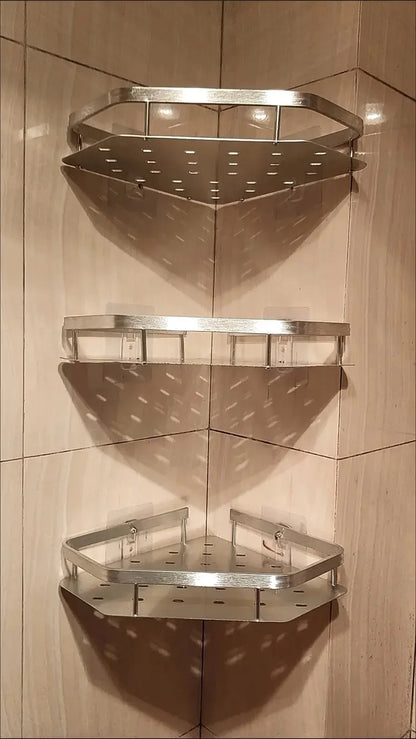 Kein Stanzen erforderlich, Badezimmerregal, Aluminiumlegierung, Shampoo-Regal, Make-up-Organizer, Duschregal, Badezimmer-Accessoires, Eckregal