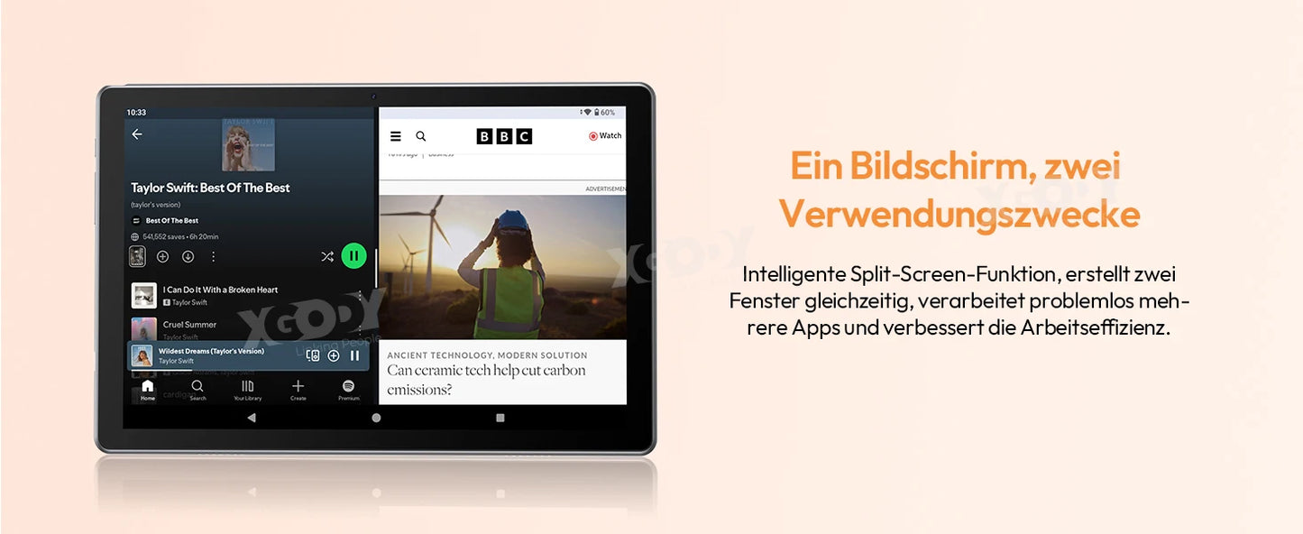 XGODY Newest P60 PRO Tablet Android 15 24GB(8+16)+256GB Octa core Dual SIM 4G LTE Free Keyboard Case/Charger 10.1 inch 8000mah.