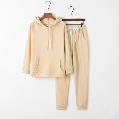 Autumn Women's Fleece Tracksuit 2 Pieces Set Pullover Hoodies+Pants Sport Suit Female Winter Warm Sweatshirt Suit for Woman.